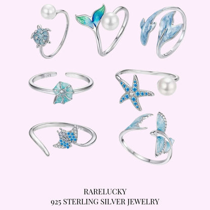 RareLucky Ocean Stories S925 Adjustable Open Ring Collection