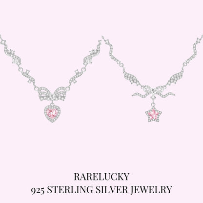 RareLucky Winged Star & Butterfly Heart S925 Necklace