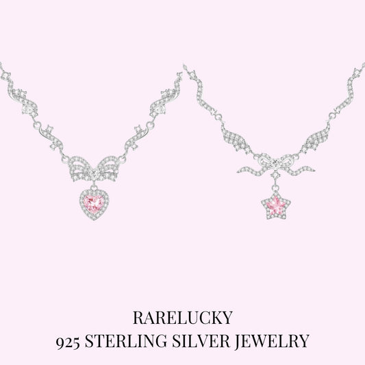 RareLucky Winged Star & Butterfly Heart S925 Necklace