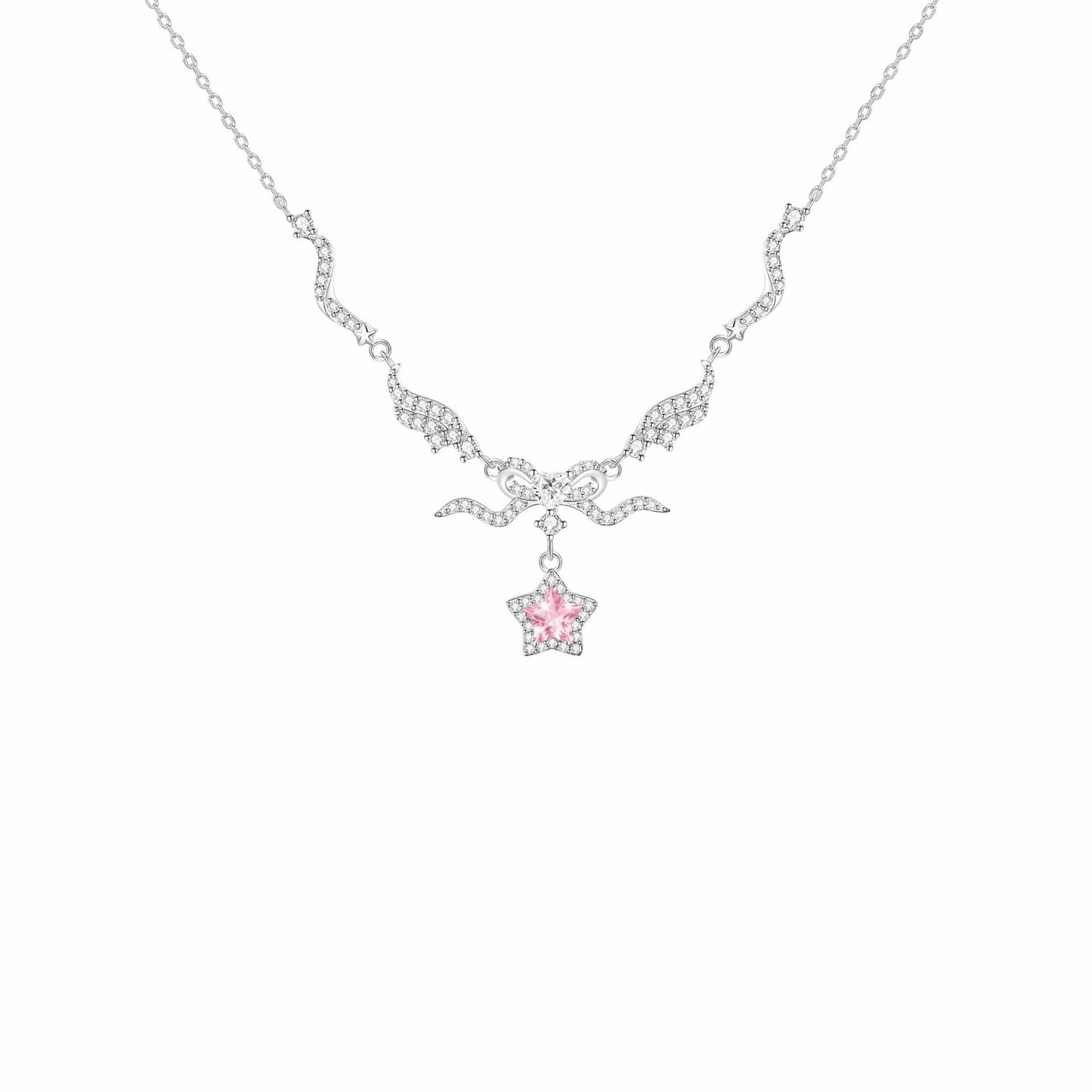 RareLucky Winged Star & Butterfly Heart S925 Necklace