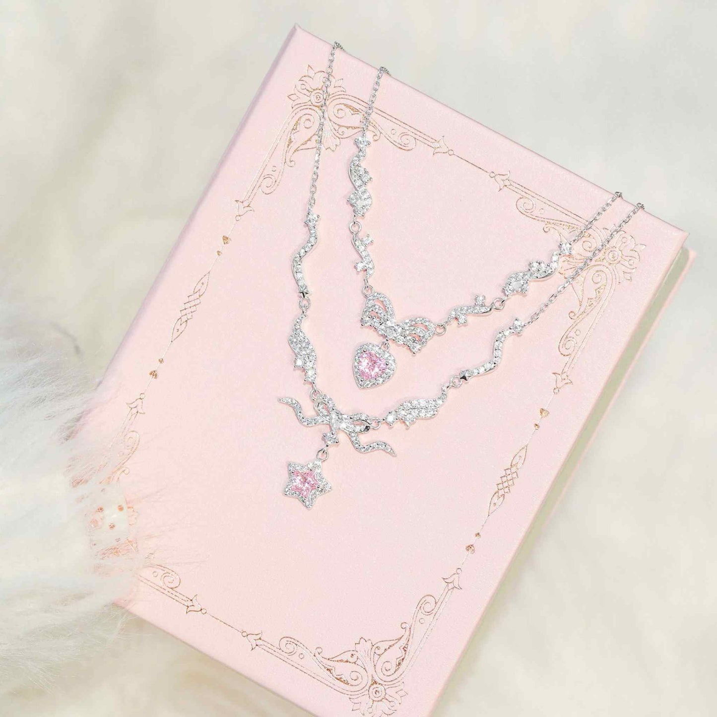 RareLucky Winged Star & Butterfly Heart S925 Necklace