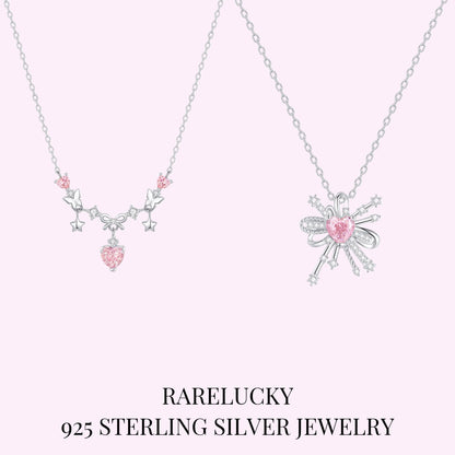 RareLucky Firework Heart & Butterfly Wish S925 Necklace