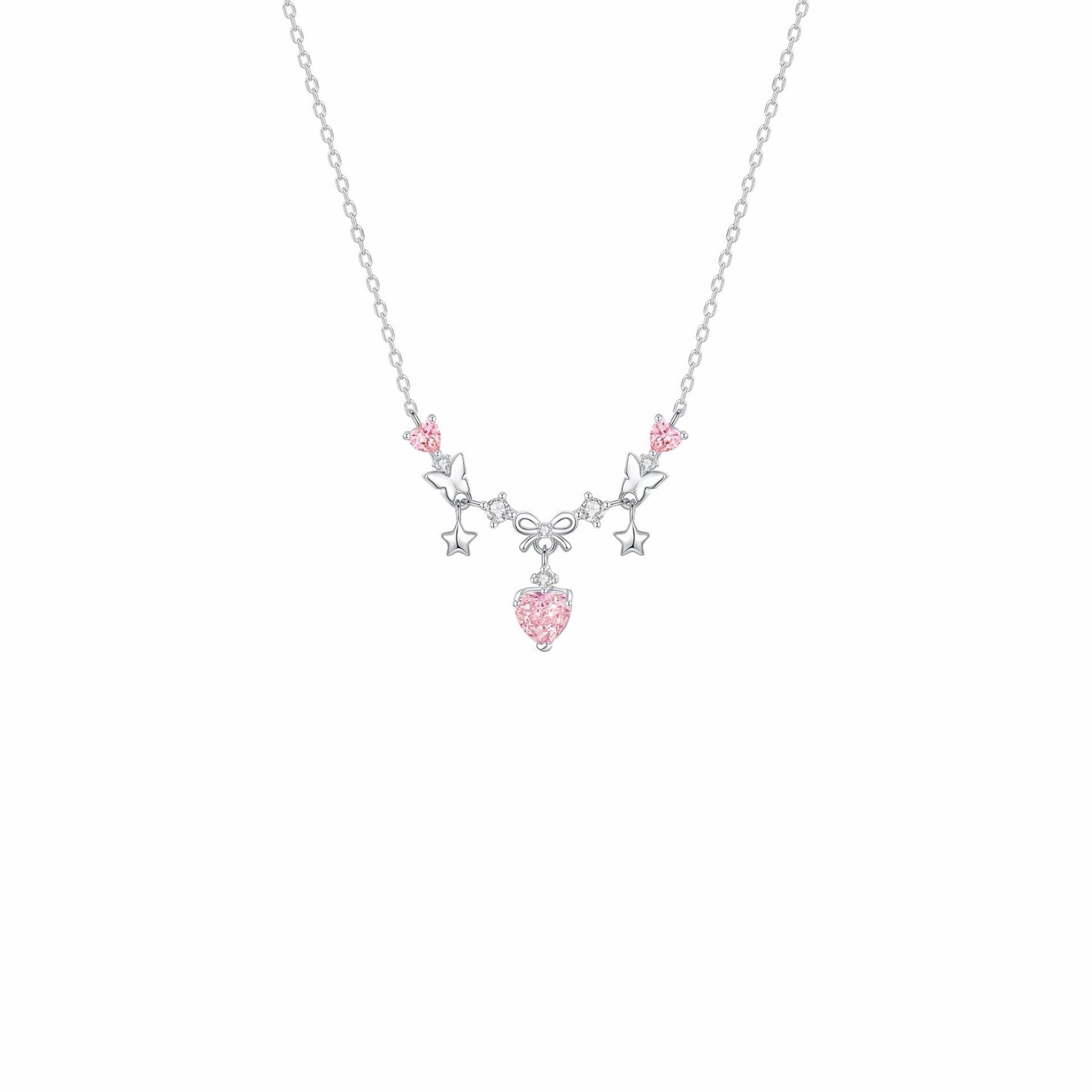 RareLucky Firework Heart & Butterfly Wish S925 Necklace
