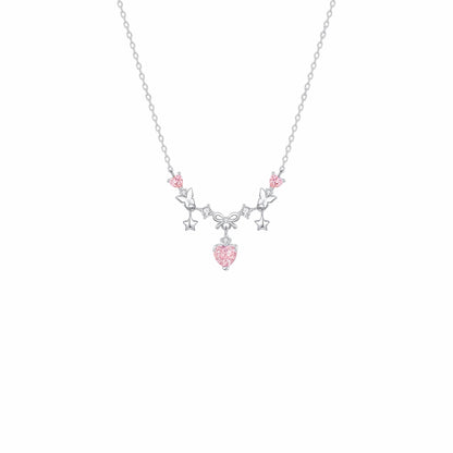 RareLucky Firework Heart & Butterfly Wish S925 Necklace