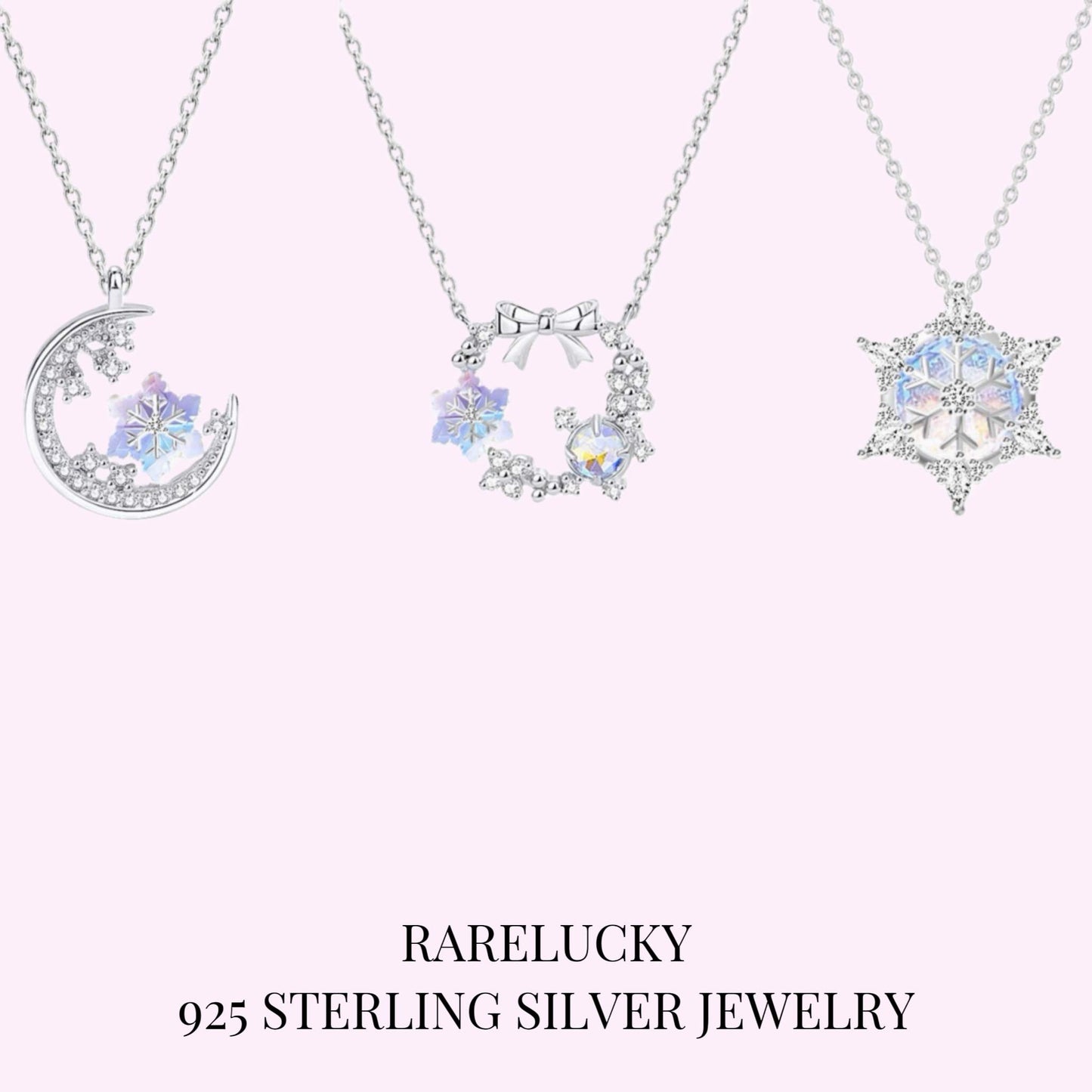 RareLucky Iridescent Snowflake S925 Necklace Collection