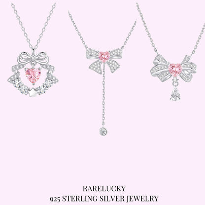 RareLucky Bow & Pink Heart S925 Necklace Collection