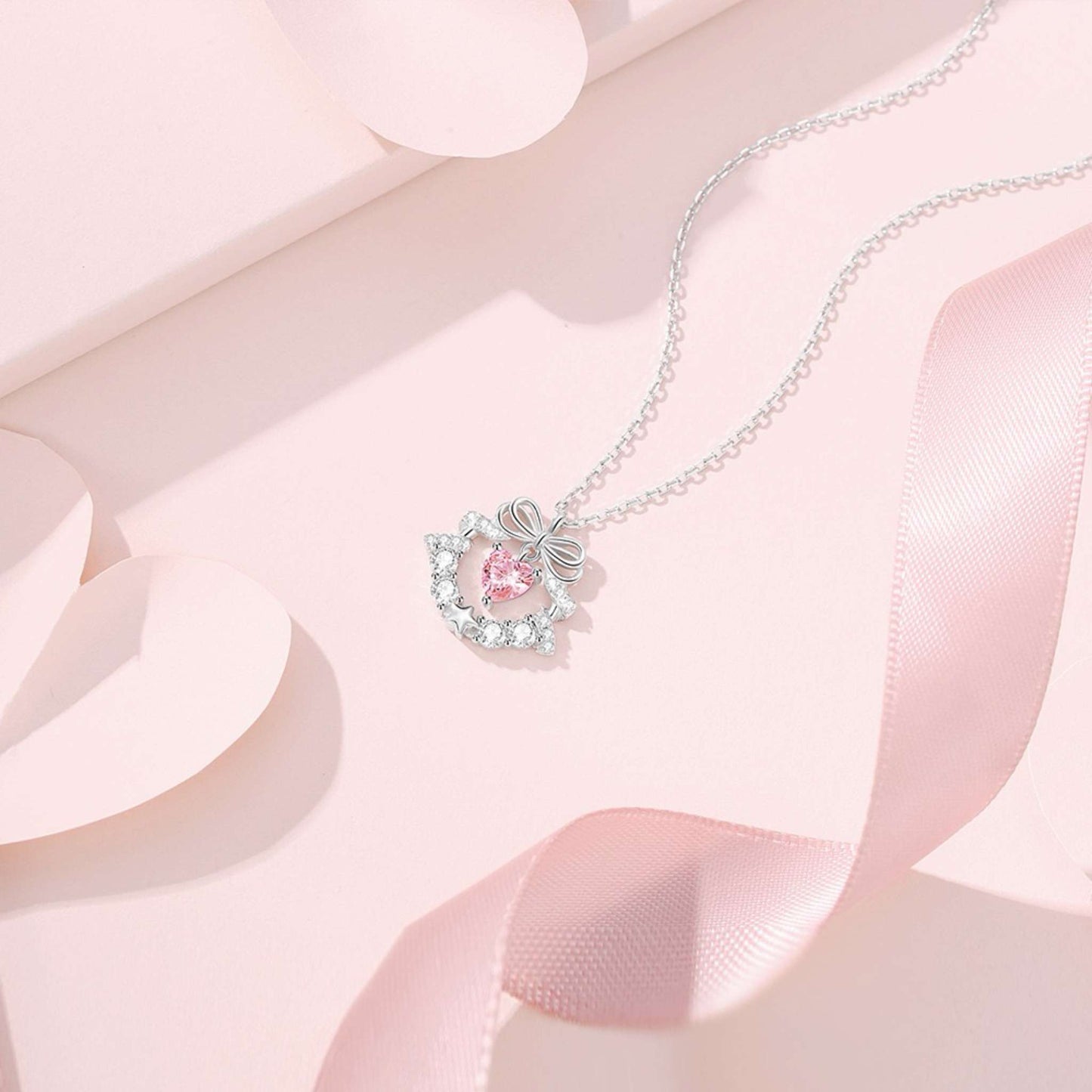 RareLucky Bow & Pink Heart S925 Necklace Collection