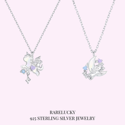 RareLucky Unicorn Moon & Star S925 Necklace Collection