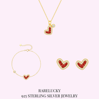 RareLucky Red Heart S925 Jewelry Set