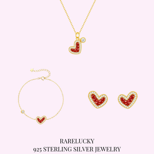 RareLucky Red Heart S925 Jewelry Set