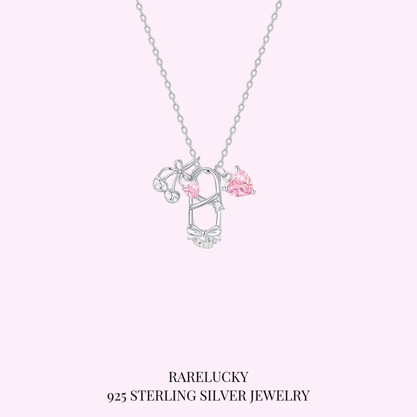 RareLucky Ballet Shoe & Cherry Heart S925 Necklace