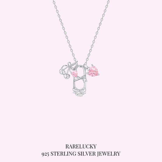RareLucky Ballet Shoe & Cherry Heart S925 Necklace