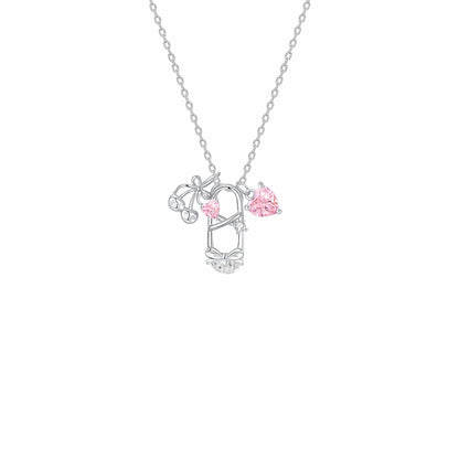 RareLucky Ballet Shoe & Cherry Heart S925 Necklace
