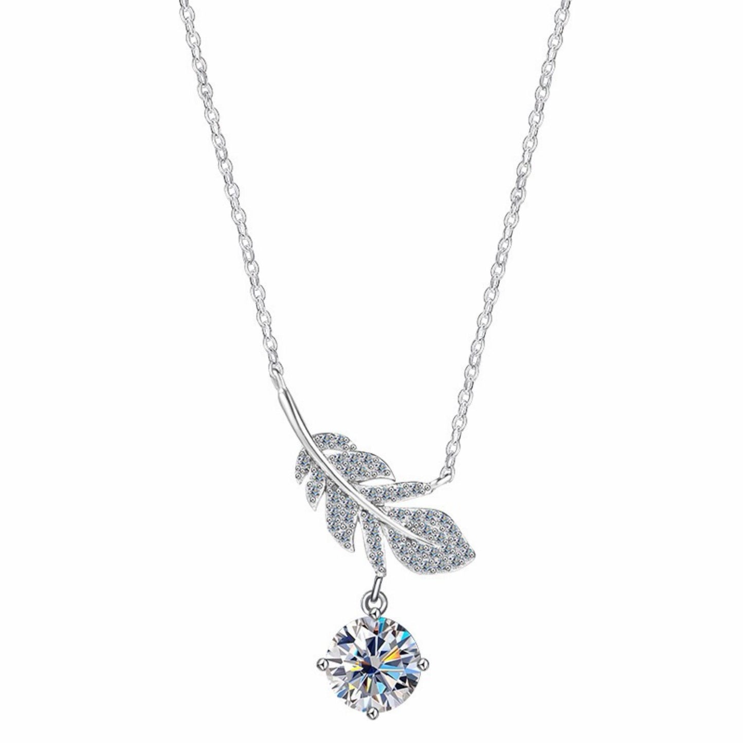 RareLucky Leaf Moissanite S925 Necklace