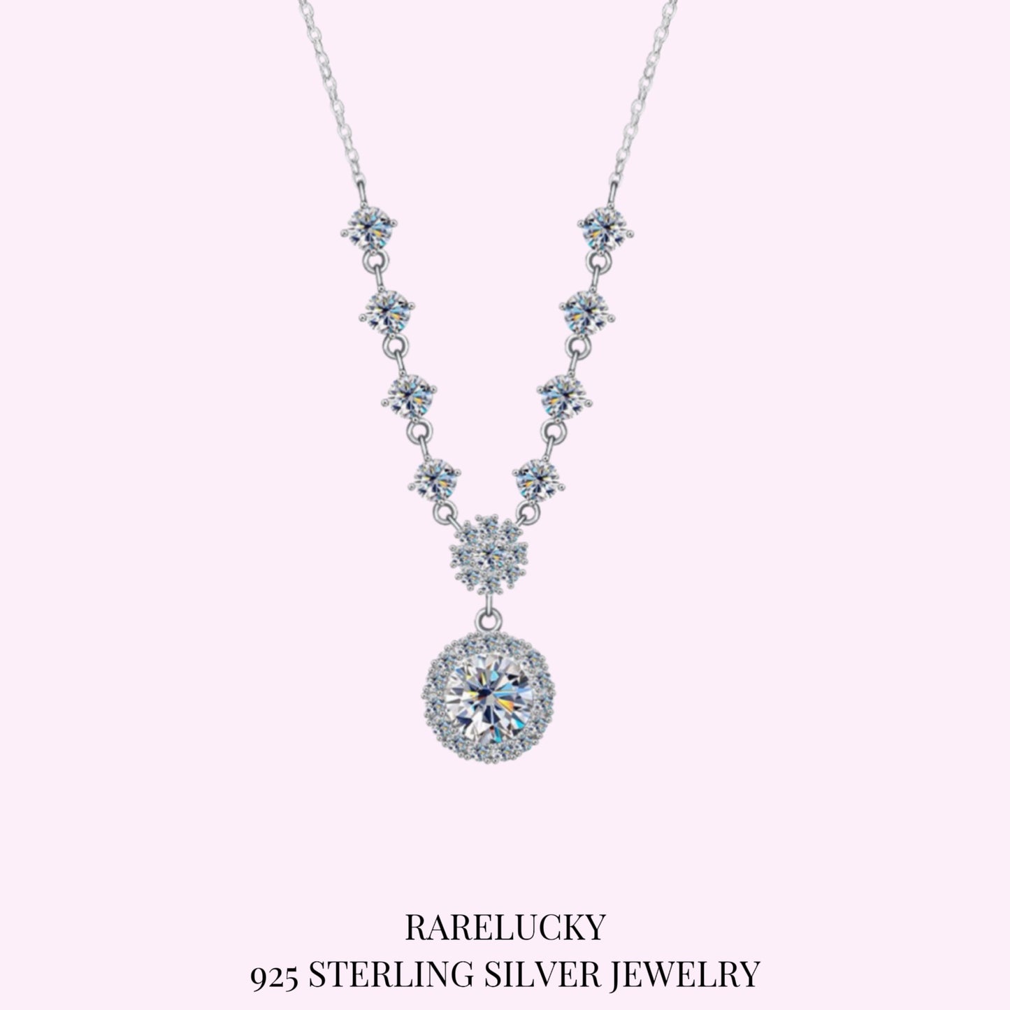 RareLucky Starlight Halo Moissanite S925 Necklace