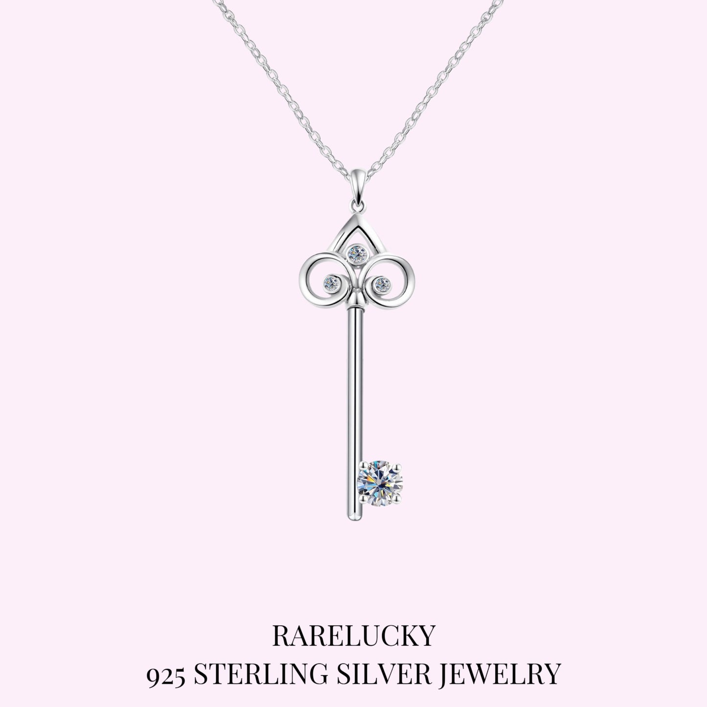 RareLucky Wish Key Moissanite S925 Necklace