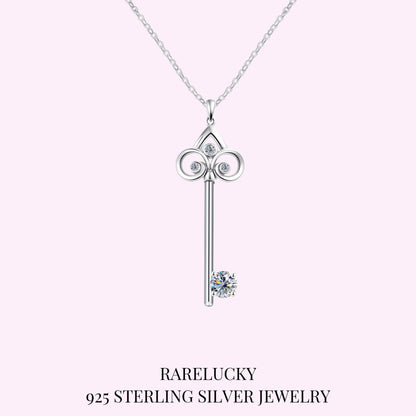 RareLucky Wish Key Moissanite S925 Necklace