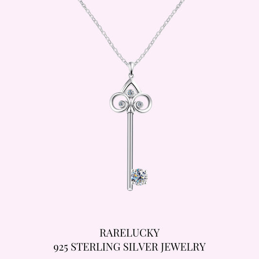 RareLucky Wish Key Moissanite S925 Necklace
