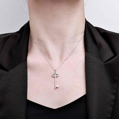 RareLucky Wish Key Moissanite S925 Necklace