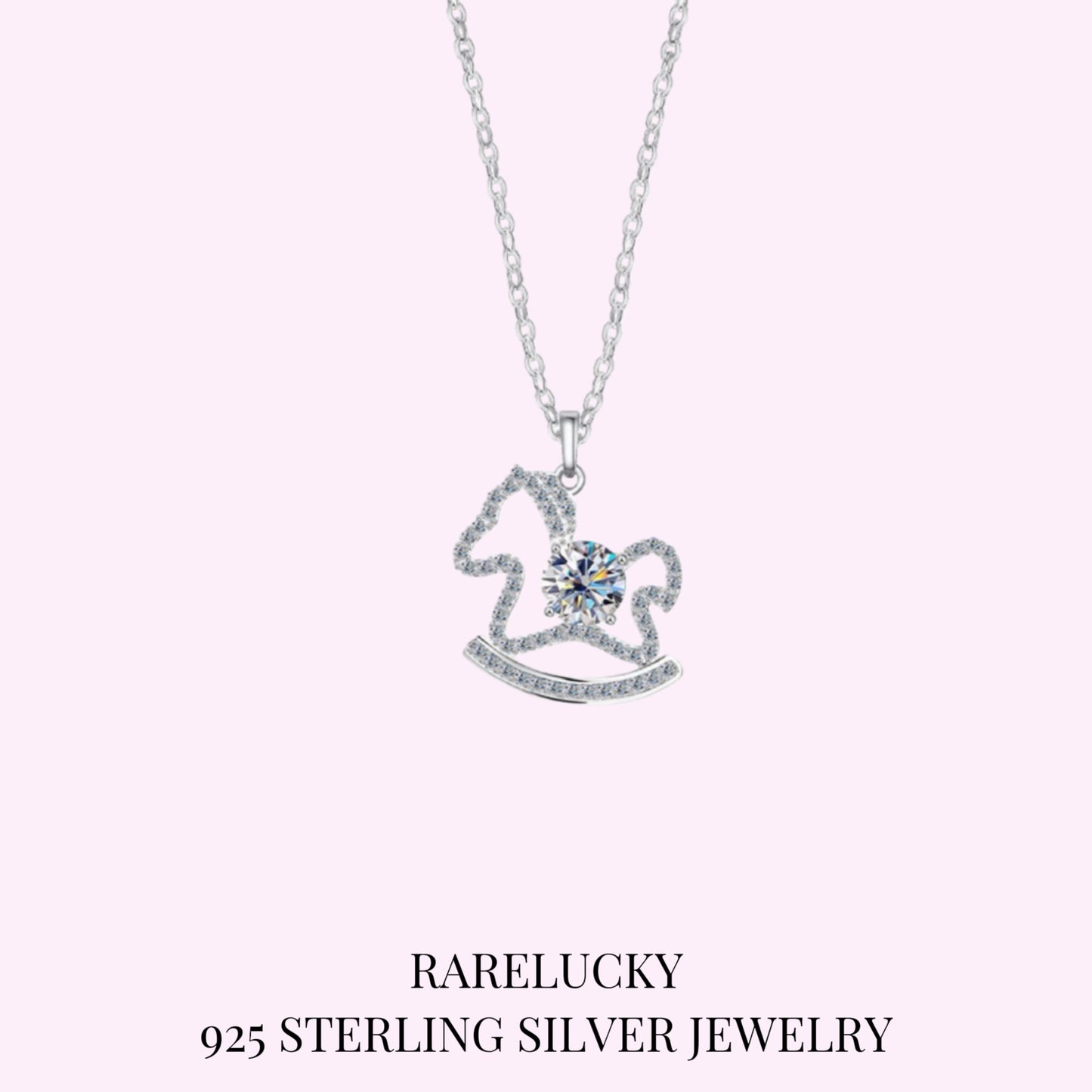 RareLucky Rocking Horse Moissanite S925 Necklace