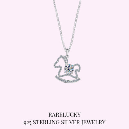 RareLucky Rocking Horse Moissanite S925 Necklace