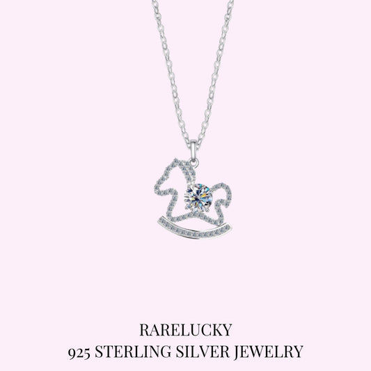 RareLucky Rocking Horse Moissanite S925 Necklace
