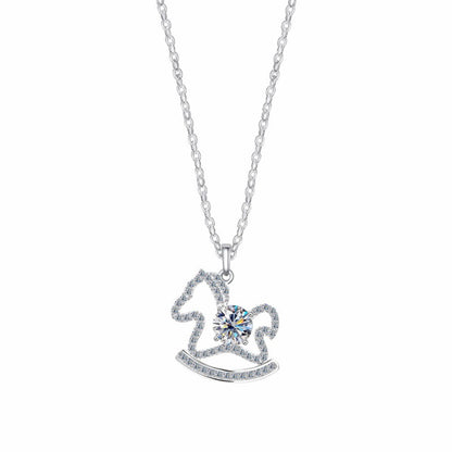 RareLucky Rocking Horse Moissanite S925 Necklace
