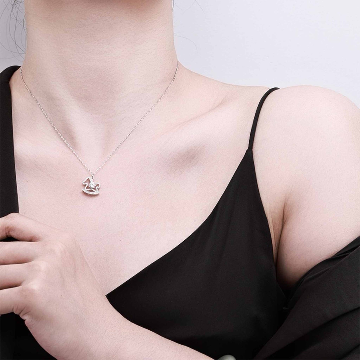 RareLucky Rocking Horse Moissanite S925 Necklace