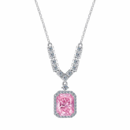RareLucky Pink Cushion Halo S925 Necklace