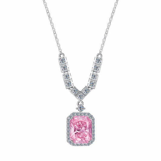 RareLucky Pink Cushion Halo S925 Necklace