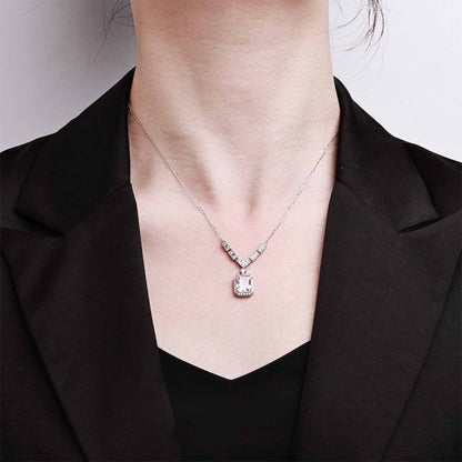 RareLucky Pink Cushion Halo S925 Necklace