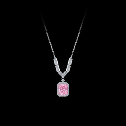 RareLucky Pink Cushion Halo S925 Necklace