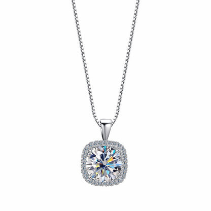 RareLucky Classic Square Halo Moissanite S925 Necklace