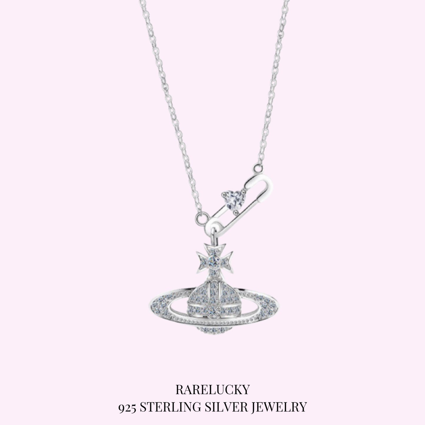RareLucky Safety Pin Orb S925 Necklace