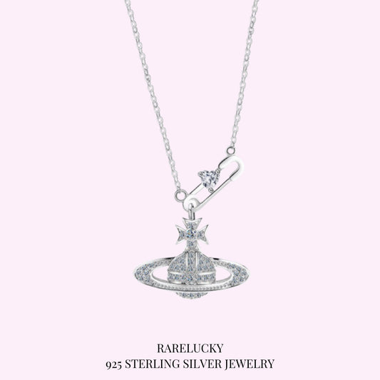 RareLucky Safety Pin Orb S925 Necklace