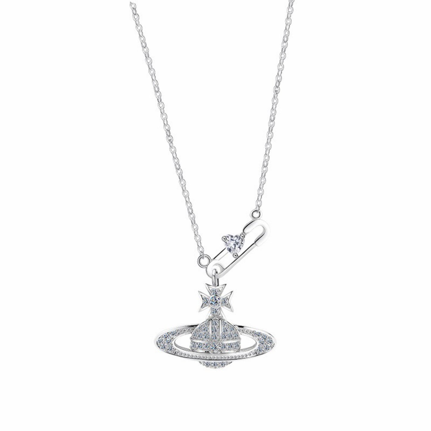 RareLucky Safety Pin Orb S925 Necklace