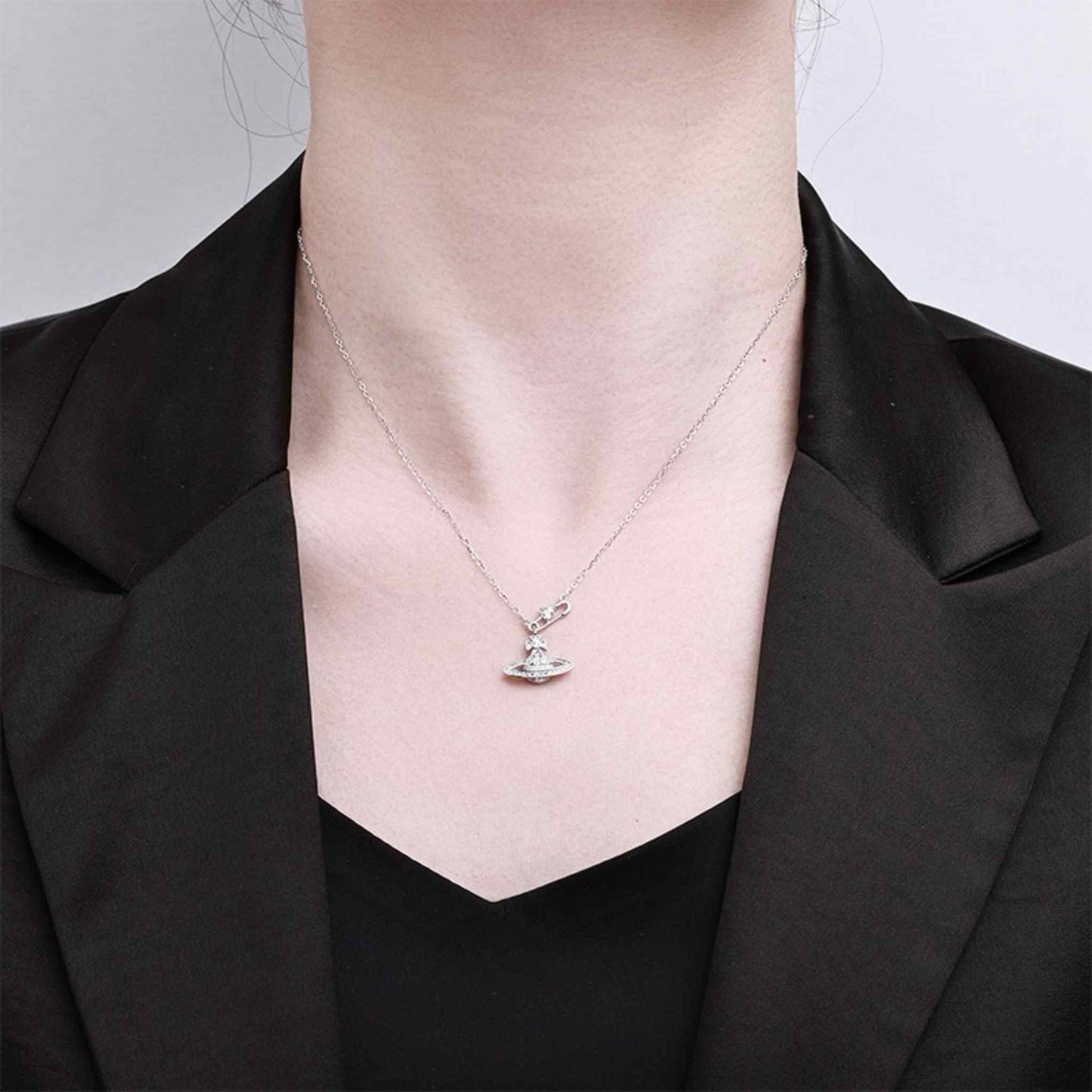 RareLucky Safety Pin Orb S925 Necklace