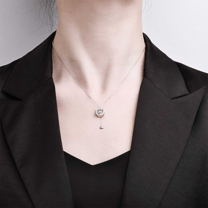 RareLucky Cat Charm Moissanite S925 Necklace