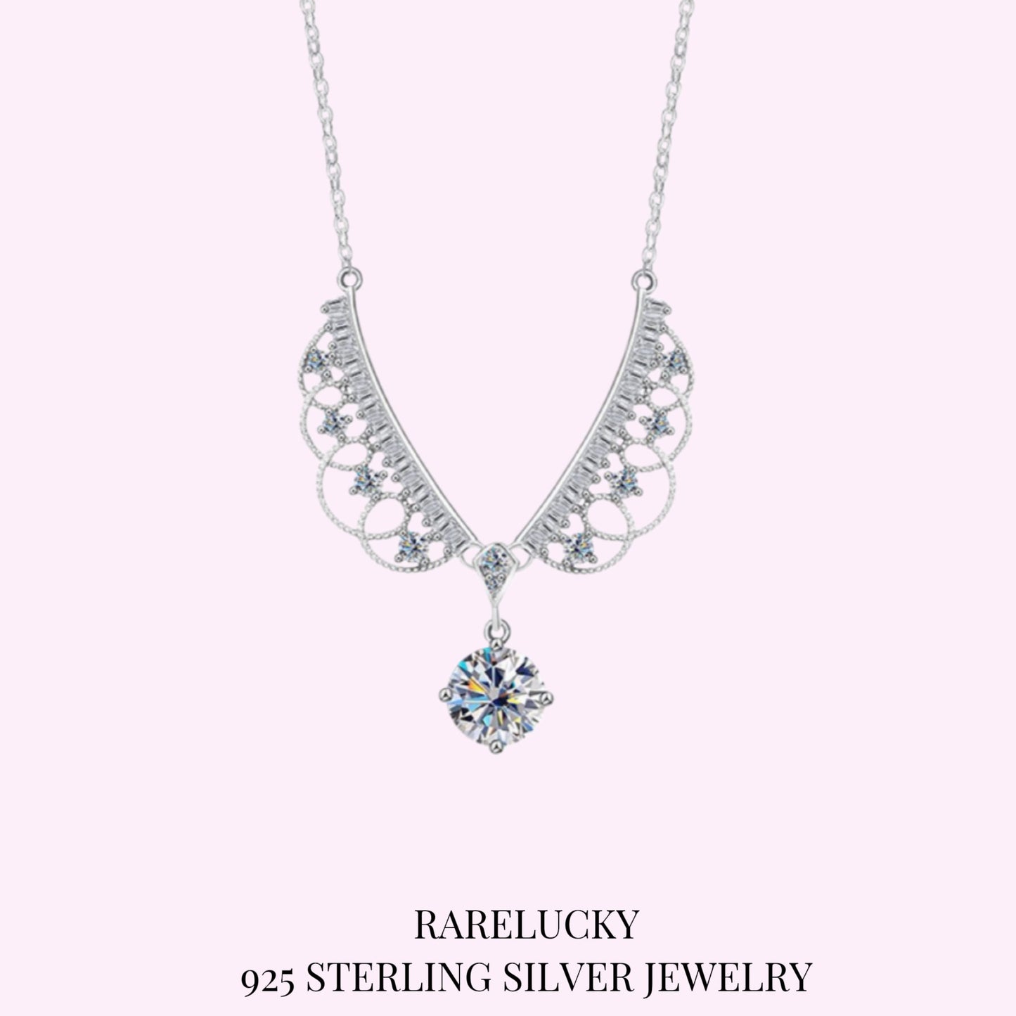 RareLucky Guardian Wings Moissanite S925 Necklace