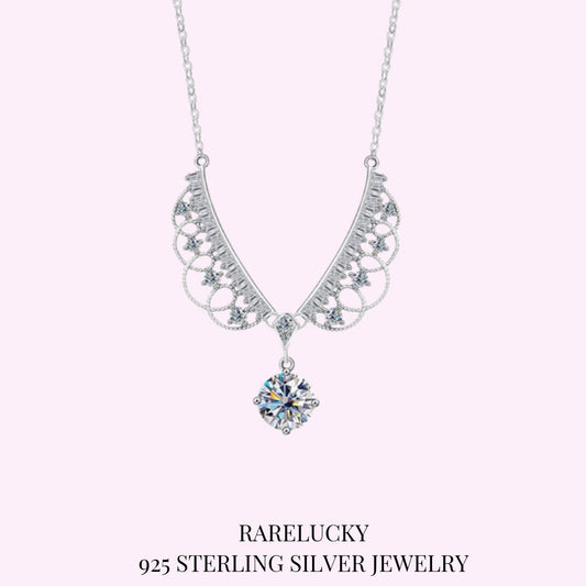 RareLucky Guardian Wings Moissanite S925 Necklace
