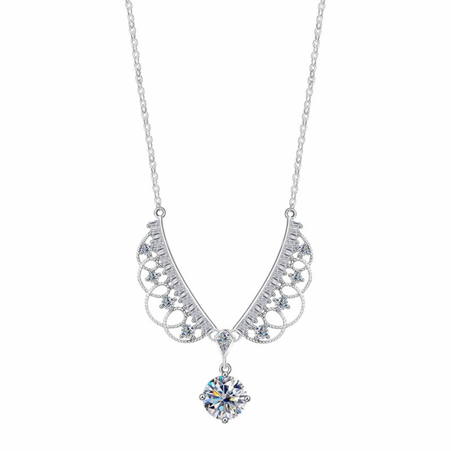RareLucky Guardian Wings Moissanite S925 Necklace