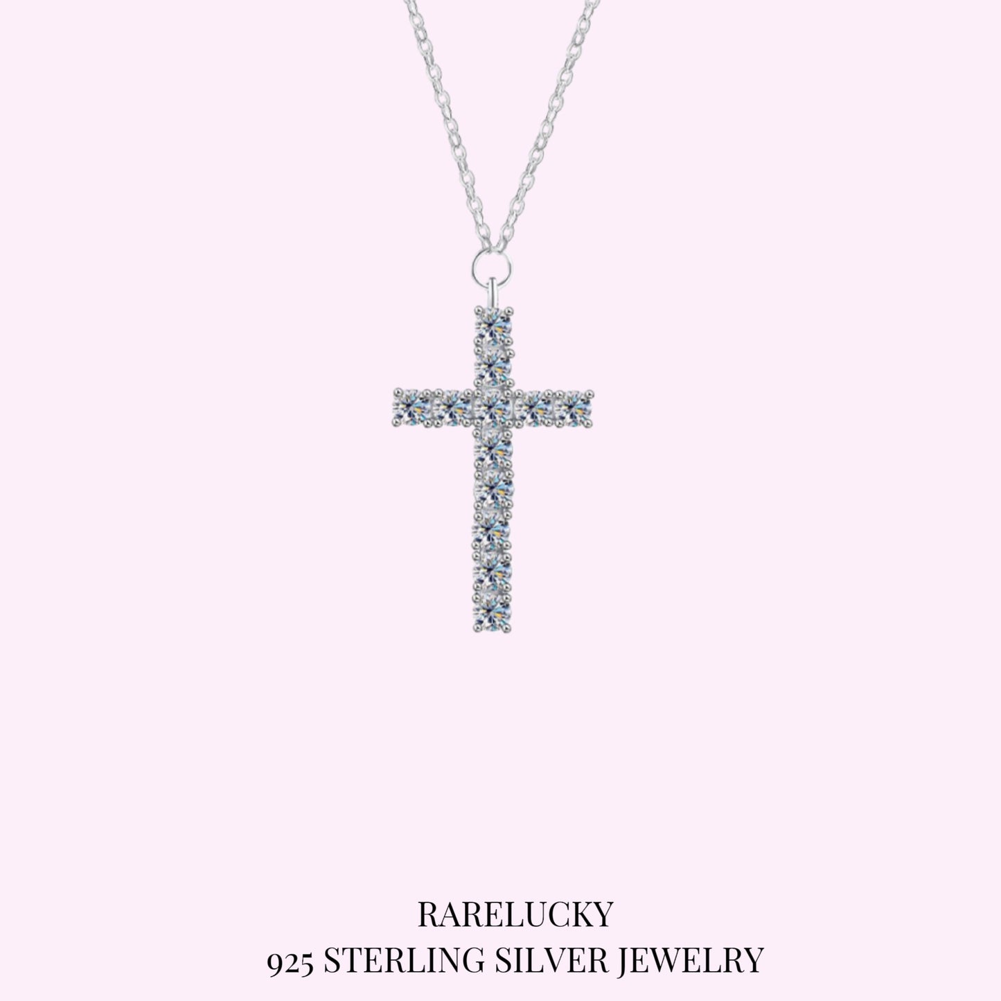 RareLucky Faith Cross Moissanite S925 Necklace