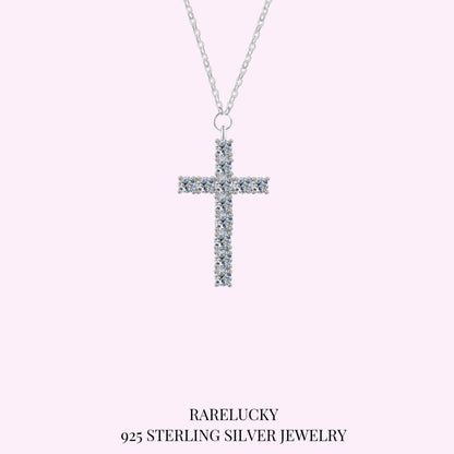 RareLucky Faith Cross Moissanite S925 Necklace