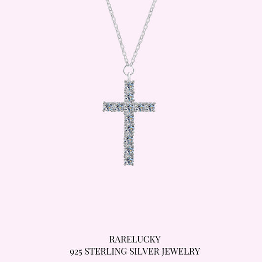 RareLucky Faith Cross Moissanite S925 Necklace