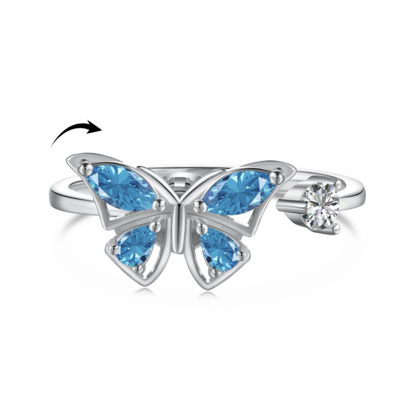 RareLucky Rotating Charm S925 Adjustable Ring