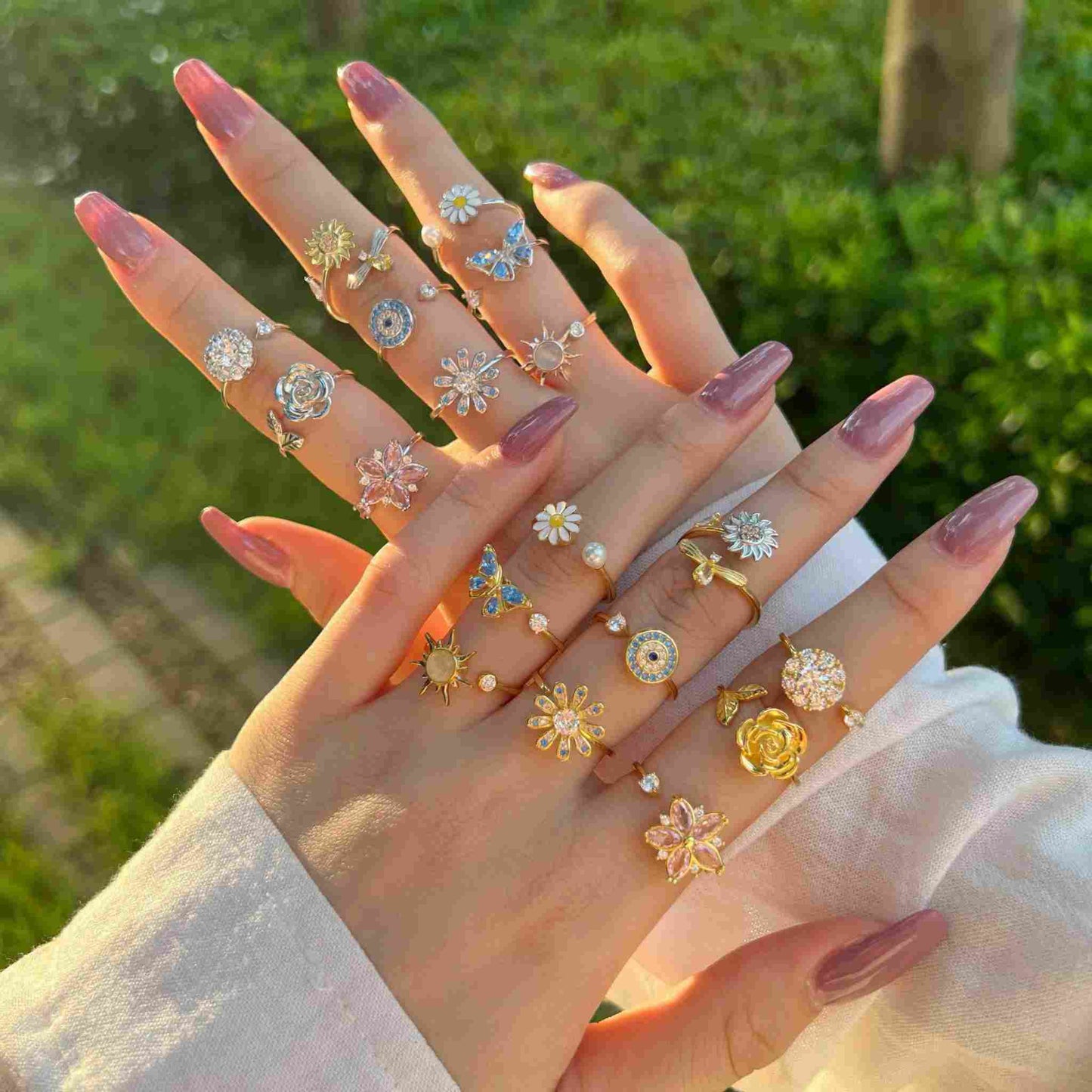 RareLucky Rotating Charm S925 Adjustable Ring
