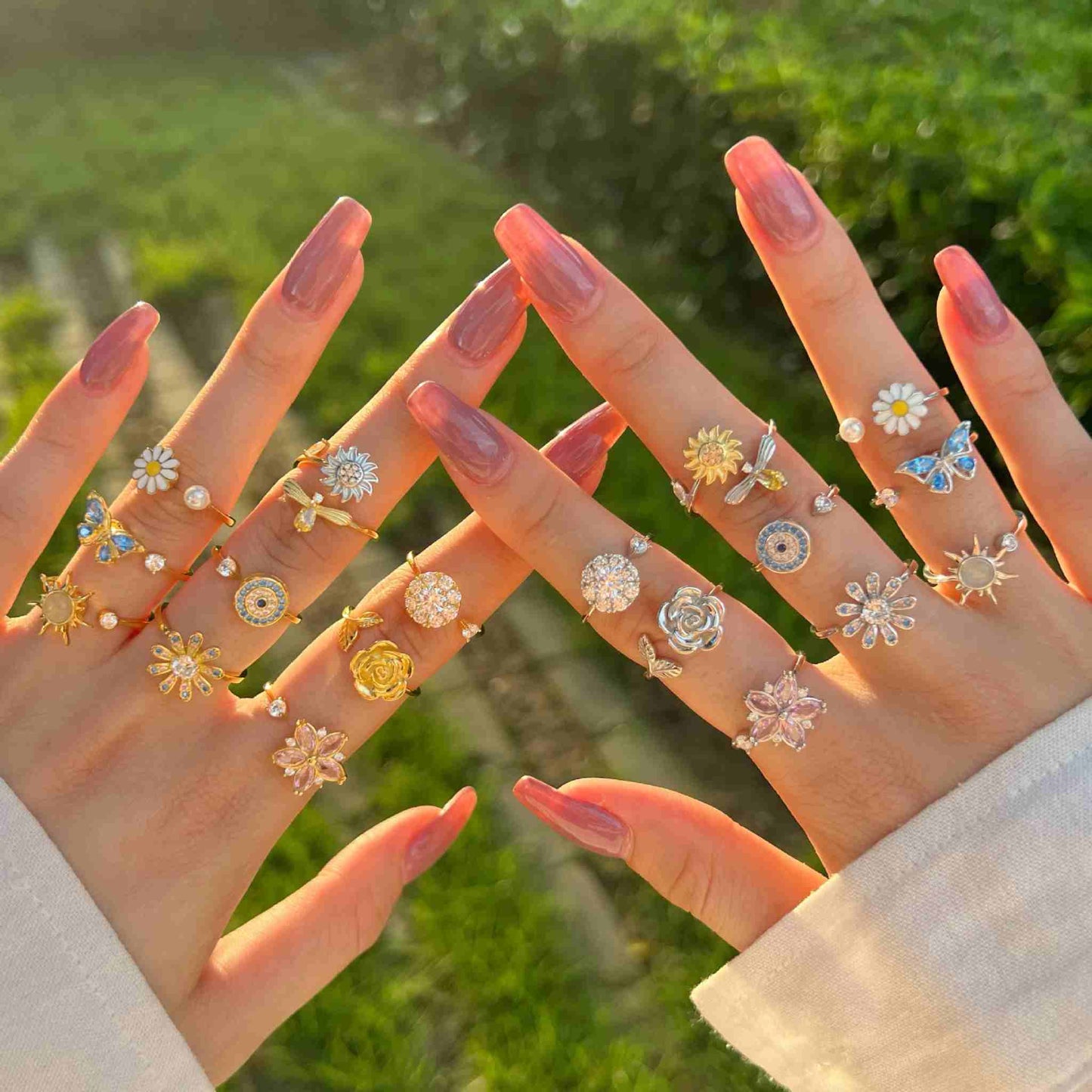 RareLucky Rotating Charm S925 Adjustable Ring