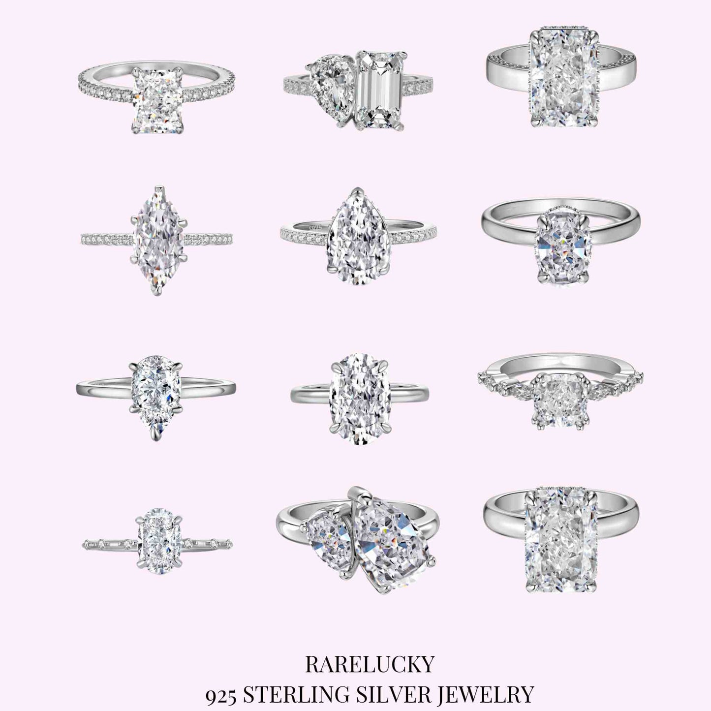 RareLucky Brilliant-Cut S925 Cubic Zirconia Ring Collection