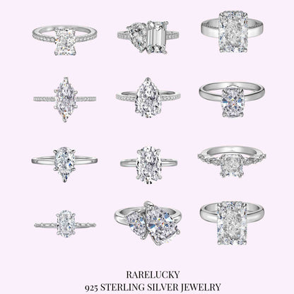 RareLucky Brilliant-Cut S925 Cubic Zirconia Ring Collection