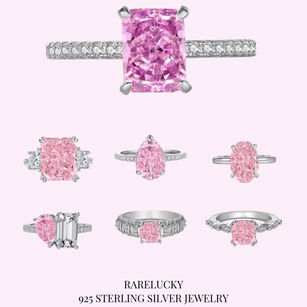 RareLucky Pink Ice-Cut CZ Rings